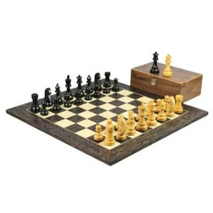 Tiger Ebony Chess Set 20 Inch with Weighted Ebonised German Staunton Chess Piece - Picture 1 of 10