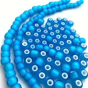 Vintage Electric Blue White Heart Czech Glass Beads (2 Variations) (BCG7) - Picture 1 of 12