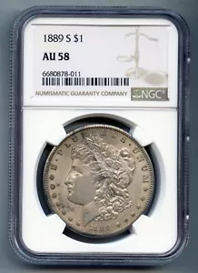 1889 S Morgan Silver Dollar NGC AU 58 - Picture 1 of 4
