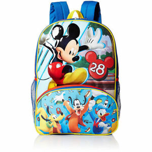 Disney Mickey Mouse 28 School 16" Backpack Kids Red Bag w Front Compartment