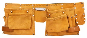 AMTECH 11 POCKET LEATHER TOOL BELT GENUINE LEATHER CONSTRUCTION - Picture 1 of 2