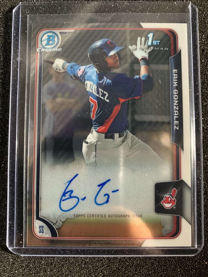 2015 Bowman Chrome Prospect Autographs #BCAPEG Erik Gonzalez RC 1st AUTO - Image 1 of 2