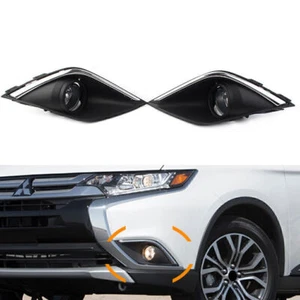 Front Bumper Fog Lights Lamps Cover Switch Set for Mitsubishi Outlander 2016-19 - Picture 1 of 12