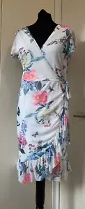 LIPSY Floral Wrap Dress 12 Multi White Ivory Evening Occasion Party Wedding BNWT - Picture 1 of 10