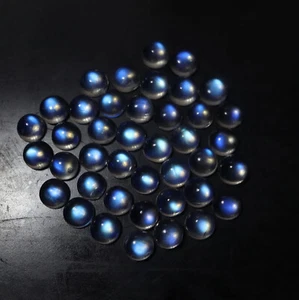 5 MM Round Natural AAA Blue Sheen Rainbow Moonstone Cabochon June Birthstone - Picture 1 of 51