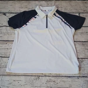 IZOD Golf Women's White Blue Red Zip Polo XL - Picture 1 of 7
