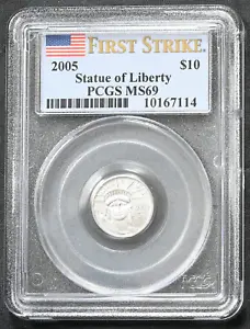 2005 1/10 oz Platinum Eagle Statue of Liberty First Strike PCGS MS 69 FREE S/H - Picture 1 of 2