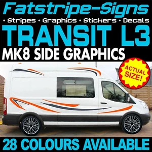 FORD TRANSIT MK8 L3 LWB GRAPHICS STICKERS STRIPES DECALS CAMPER VAN MOTORHOME ST - Picture 1 of 2