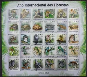 QW20 IMPERF 2011 MOZAMBIQUE AVES BÚHOS GATOS SALVAJES TORTUGAS ¡FAUNA! ÚNICO SH MNH - Imagen 1 de 1