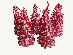 Peppermint Swirl Christmas Tree Ornament Set of 5 - Picture 1 of 8