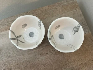 Seashells Melamine Bowls Salad Fruit Set Of 2 Coastal Beachy Beach - Picture 1 of 16