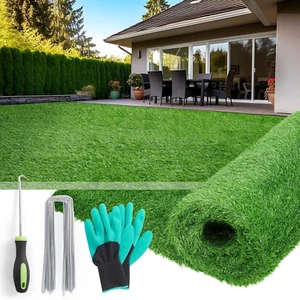 Artificial Grass Rug Outdoor Indoor 3Ft X 5Ft, Fake Grass Carpet Green Synthetic - Picture 1 of 7