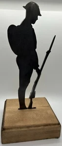 Solider Silhouette Remembrance Metal Statue with Wood Stand Display Piece - Picture 1 of 5