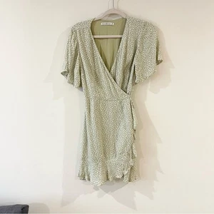 Abercrombie & Fitch Mini Wrap Dress Short Sleeve Women's size M Green and White - Imagen 1 de 8