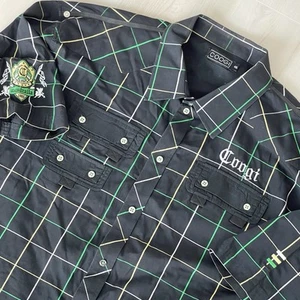 COOGI Australia 1969 Short Sleeve Button Black/Green/Yellow Check Windowpane 4XL - Picture 1 of 7