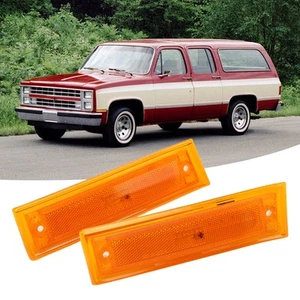 1 Pair 12V Front Bumper Light Yellow LED Turn Signal Lamps For SUBURBAN 1981 LVE - Picture 1 of 23