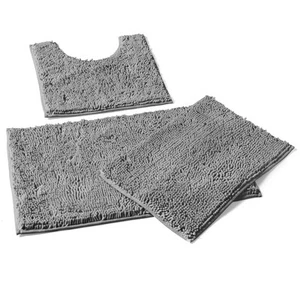3-Piece Bathroom Rug Set – Plush Chenille Bath Mats & U-Shaped Toilet Mat, Ul... - Picture 1 of 9