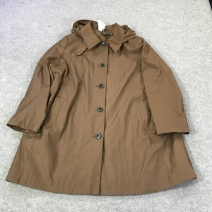 Lauren Ralph Lauren Coat Womens 1X Brown Hooded Button Equestrian Lined Plus - Picture 1 of 17