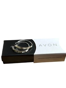 Avon Cascading Baguettes Creolen Silber Strass Neu in Box - Bild 1 von 4