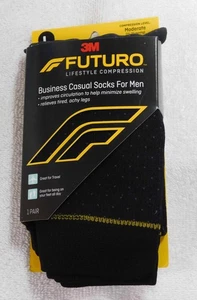 3M Futuro Business Casual Socks for Men Moderate Black Large NEW Shoe 10 1/2-12 - Picture 1 of 4