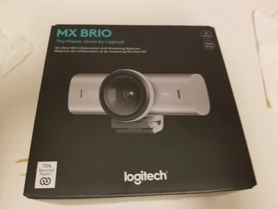 New! Logitech MX Brio 4K Ultra HD Streaming Webcam 960-001550 Color = Pale Gray - Image 1 of 4