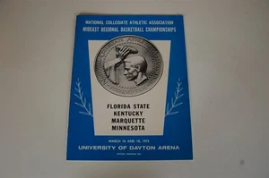 1972 NCAA Tournament Program - Kentucky, Florida State, Marquette, Minnesota - Picture 1 of 5