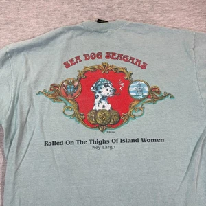 Sea Dog Graphic T-Shirt Men’s XL Blue Pirate Dalmatian Key Largo Florida - Picture 1 of 7
