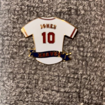 Vintage 1996 Atlanta Braves Chipper Jones Home White Jersey MLB 1 1/4” Pin Rare - Image 1 of 2