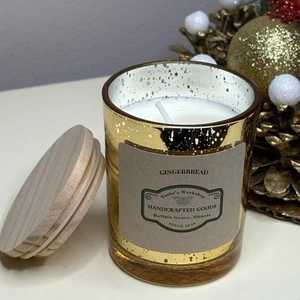 Gingerbread Soy Wax Candle Hand-Poured Holiday Candle in Gold Mercury Glass 7oz - Picture 1 of 3