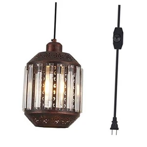 Hanging Lamps Swag Lights Plug in Pendant Light 16.4 FT Cord and Ylbr01-bonze - Picture 1 of 7