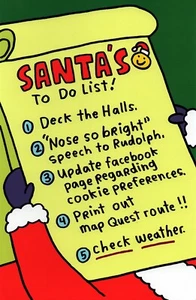 Cute Funny MERRY CHRISTMAS Card, Santa's To Do List by Bella Greetings +Envelope - Picture 1 of 4