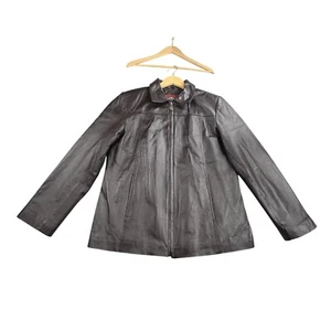 VTG Marc Mattis Men's Large Brown Leather Bomber Jacket Quilted Liner Flight Y2K - Picture 1 of 11