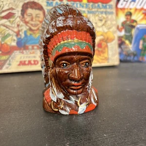 Vintage Indianer Chief Coin Bank Keramik - Bild 1 von 7
