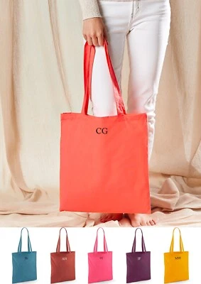 Personalised Initial Small Monogram Lightweight Cotton Tote Bag Shopping Holiday - Image 1 of 3