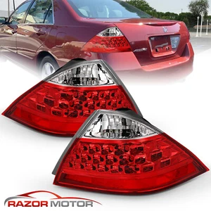 2006-2007 Red Rear Brake Tail Lights Pair For Honda Accord LX EX EXL 4Dr Sedan - Picture 1 of 7