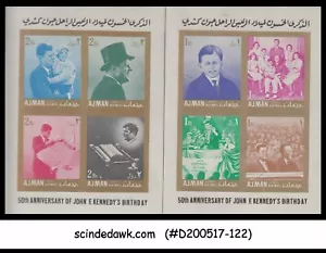 AJMAN - 1967 JOHN F KENNEDY 50th Birthday - SET OF 2 MIN/SHT MNH IMPERF - Picture 1 of 1