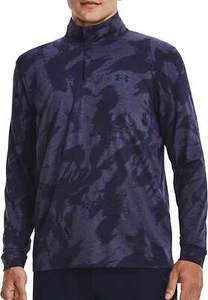 Under Armour Playoff Jacquard Mens Golf Top Blue Long Sleeve Half Zip Breathable - Picture 1 of 5