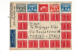 1947 LETTERA DI POSTA AEREA PER L'ITALIA:AFFRANCATA MULTICOLORE USO FILATELICO - Foto 1 di 1