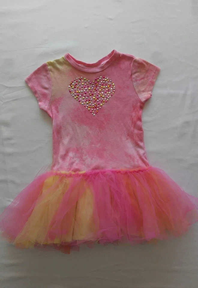 Sobreposição de tutu de renda enfeitada rosa/amarela Knit Works para meninas tamanho 6 - Imagem 1 de 4