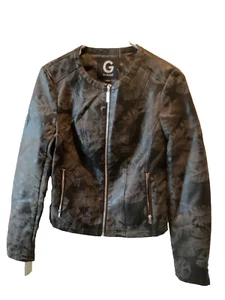 LADIES-WOMEN'S-FAUX LEATHER-BLACK-JACKET BY GUESS-SIZE SMALL - Picture 1 of 7