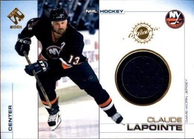 2000-01 Pacific Private Stock BLUE GAME USED JERSEY GEAR #70 Claude LaPointe - Image 1 of 2
