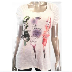 Style & Co Women Blouse Top Shirt S Ivory Short Sleeve Stretch Embellished - Picture 1 of 2