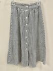 Madewell Palisade Button-Front Midi Skirt Chambray Cotton Stripe Pockets Size 00