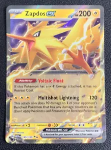 Zapdos ex 145/165 151 Escarlata y Violeta 151 Doble Raro Pokemon Juego de Cartas Coleccionables Casi Nuevo - Imagen 1 de 2