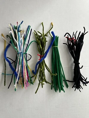 VTG PIPECLEANERS Cotton CHENILLE STEM Tobacco Wire Stems Craft Lot GREEN BLACK - Image 1 of 4