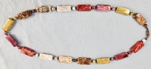 Vintage Semi-Precious Multi-Stone Polished Beaded Necklace - Picture 1 of 11