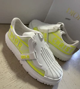 NIB $1190 Christian Dior Women ID Logo Sneakers Open Yellow 10 US/40 Eu Italy - Picture 1 of 13