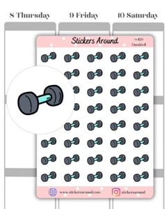 Dumbbell Icon Planner Sticker, Gym Weight Training Sticker, Calendar & Journal - Picture 1 of 2