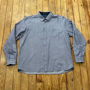 Ted Baker London Shirt Mens Size 7 Blue Harringbone Weave Long Sleeve Button Up - Picture 1 of 11