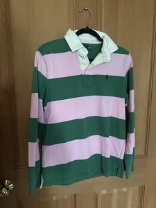 Vintage Polo Ralph Lauren gestreiftes Rugby Shirt Gr. S rosa grün Kanye pastell - Bild 1 von 3